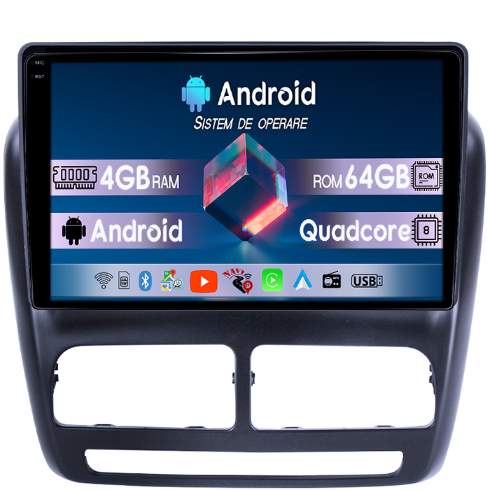 Navigatie dedicata Fiat Doblo 2015, 4GB RAM 64GB ROM, Quadcore, Android 14, Display QLED 1K 10", DSP, Carplay&Android Auto, Suport camere AHD [1]