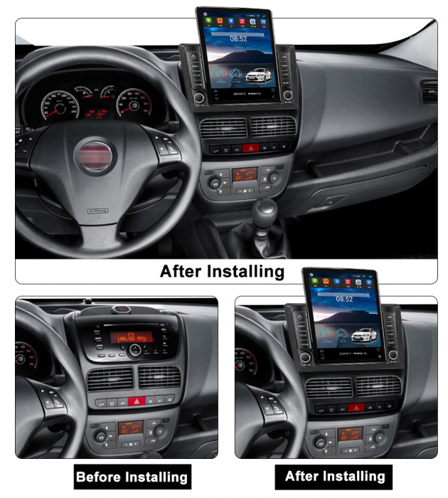 Navigatie dedicata Fiat Doblo 2015 ,Tesla Style, ANDROID 13,Carplay&Android Auto, 10 inch , 8+128GB, Internet, Aplicatii, Waze, Gps [3]