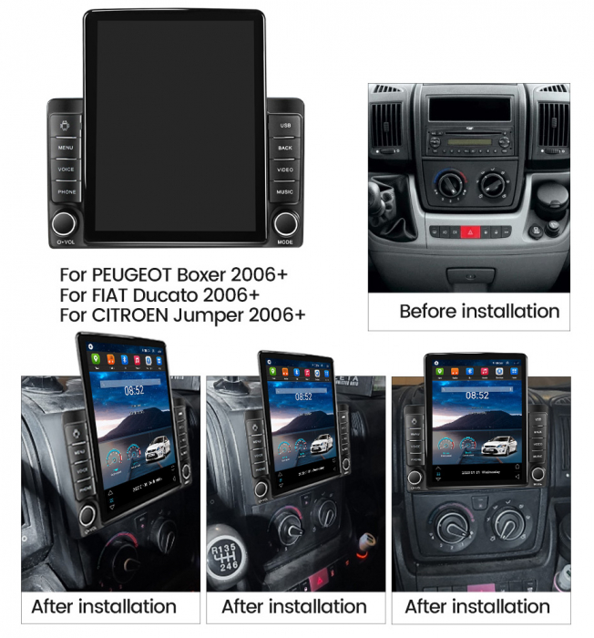 Navigatie dedicata Citroen Relay 2006- Tesla Style, 8+128 GB, ANDROID 13,Carplay&Android Auto, 10 inch, Internet, Aplicatii, Waze, Gps [3]