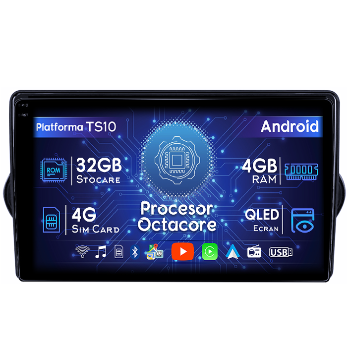 Navigatie dedicata Fiat Egea 2015-2018, 4GB RAM 32GB ROM, Octacore, Android 14, Display QLED 9", DSP, Carplay&Android Auto, SIM 4G, Bluetooth, Ventilator Activ [1]