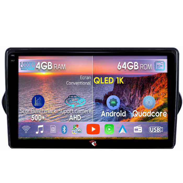 Navigatie dedicata Fiat Egea 2015-2018, 4GB RAM 64GB ROM, Octacore, Android 14, Display QLED 1K 9", Carplay&Android Auto, SIM 4G, Ventilator Activ [1]