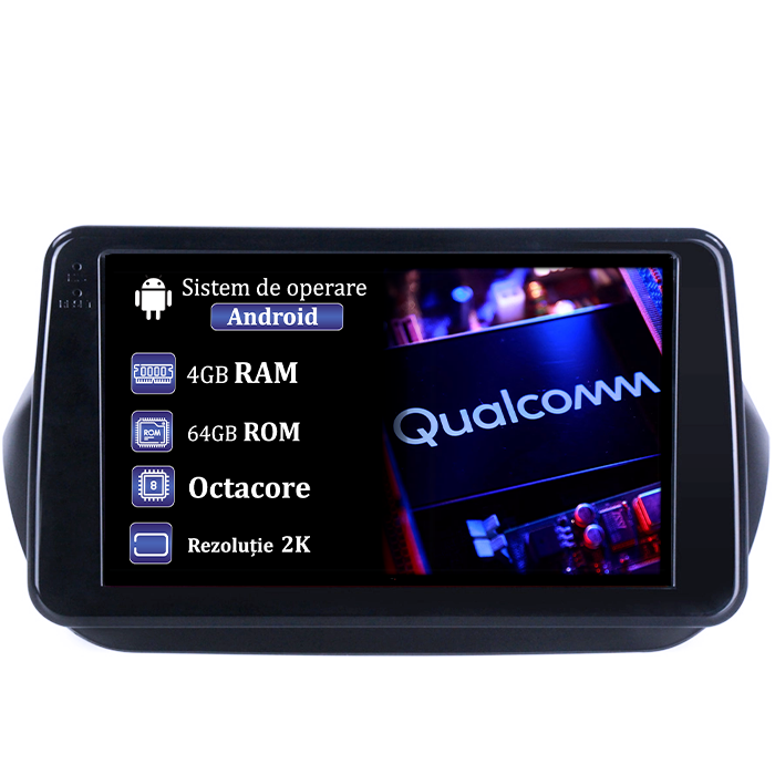 Navigatie dedicata Fiat Qubo 2008-2017, 4GB RAM 64GB ROM, Procesor Qualcomm Octacore, Android 14, Rezolutie 2K, Display QLED 9", DSP, Carplay&Android Auto, SIM 4G [1]