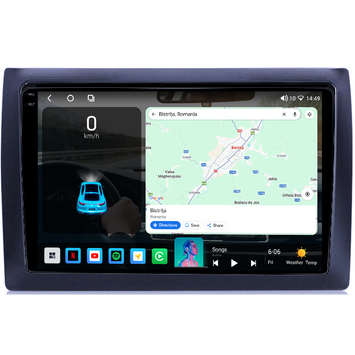 Navigatie dedicata Fiat Stilo 2010, 4GB RAM 64GB ROM, Octacore, Android 14, Display QLED 1K 9", Carplay&Android Auto, SIM 4G, Ventilator Activ [2]