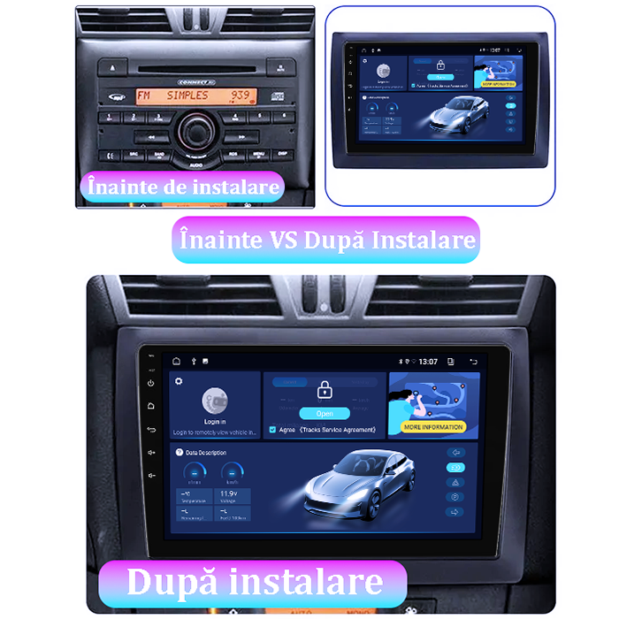Navigatie dedicata Fiat Stilo 2010, 4GB RAM 64GB ROM, Quadcore, Android 14, Display QLED 1K 9", DSP, Carplay&Android Auto, Suport camere AHD [6]