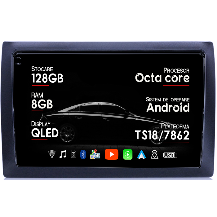 Navigatie dedicata Fiat Stilo 2010, 8GB RAM 128GB ROM, Octacore, Platforma 7862,Android 13, Display QLED 9”, Suporta camera 360º, DSP, Carplay&Android Auto, SIM 4G, Ventilator Activ [6]