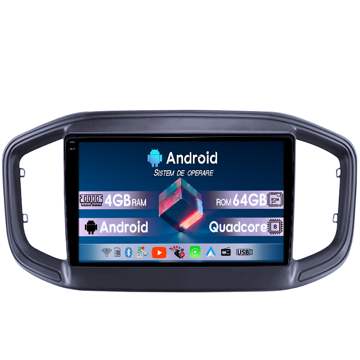 Navigatie dedicata Fiat Strada 2020-2021, 4GB RAM 64GB ROM, Quadcore, Android 14, Display QLED 1K 9", DSP, Carplay&Android Auto, Suport camere AHD [1]