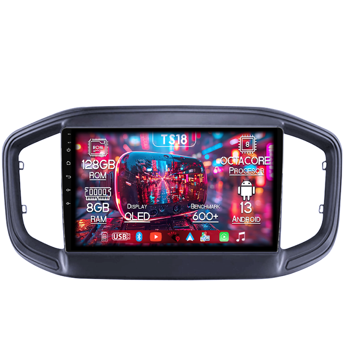 Navigatie dedicata Fiat Strada 2020-2021, 8GB RAM 128GB ROM, Octacore, Platforma TS18, Android 13, Display QLED 9”, Suporta camera 360º, DSP, Carplay&Android Auto, SIM 4G, Ventilator Activ [1]