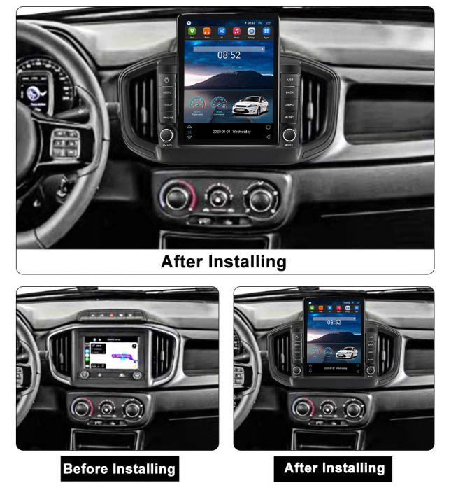 Navigatie dedicata Fiat Strada 2020-2021 ,Tesla Style, ANDROID 13,Carplay&Android Auto, 10 inch , 8+128GB, Internet, Aplicatii, Waze, Gps [3]