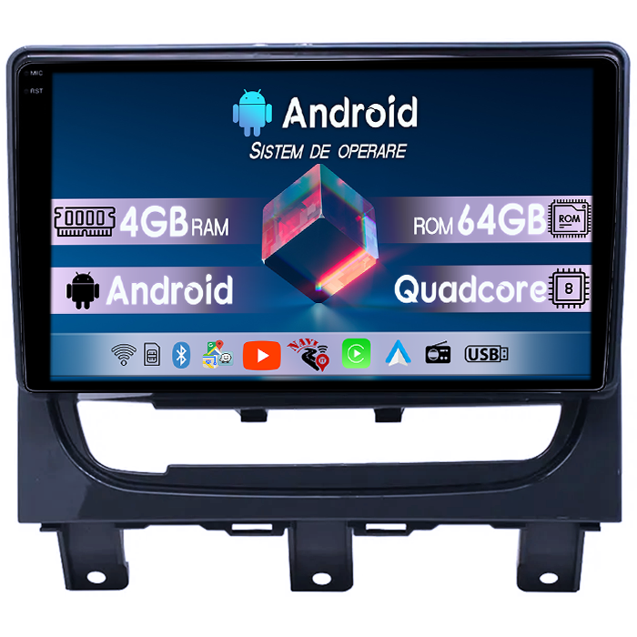 Navigatie dedicata Fiat Strada Idea 2012-2016, 4GB RAM 64GB ROM, Quadcore, Android 14, Display QLED 1K 9", DSP, Carplay&Android Auto, Suport camere AHD [1]