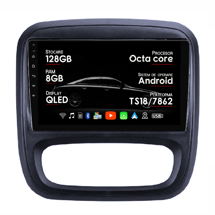Navigatie dedicata Fiat Talento 2016+, 8GB RAM 128GB ROM, Octacore, Platforma TS18, Android 14, Display QLED 9”, Suporta camera 360º, DSP, Carplay&Android Auto, SIM 4G, Ventilator Activ [1]