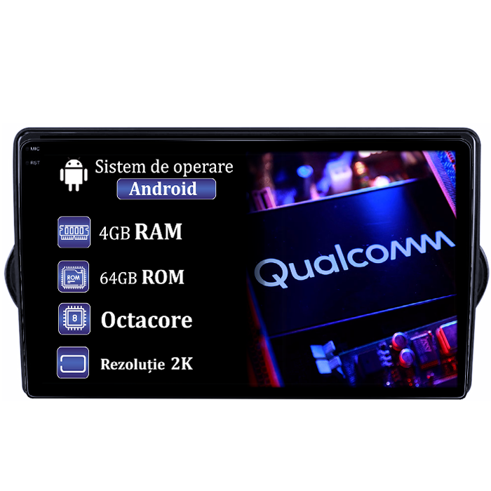 Navigatie dedicata Fiat TIPO, Egea 2015, 4GB RAM 64GB ROM, Procesor Qualcomm Octacore, Android 14, Rezolutie 2K, Display QLED 9", DSP, Carplay&Android Auto, SIM 4G [1]