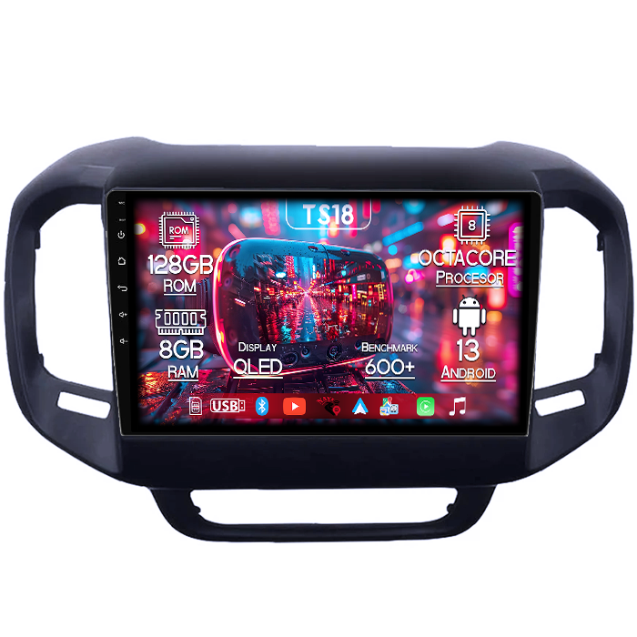 Navigatie dedicata Fiat Toro 2017-2020, 8GB RAM 128GB ROM, Octacore, Platforma TS18, Android 13, Display QLED 9”, Suporta camera 360º, DSP, Carplay&Android Auto, SIM 4G, Ventilator Activ [1]