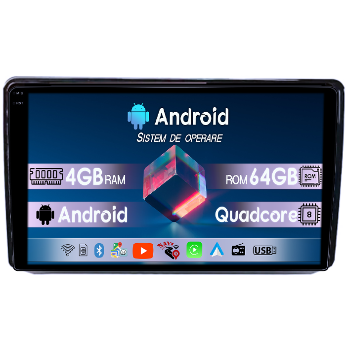 Navigatie dedicata Fiat Viaggio/Ottimo, 4GB RAM 64GB ROM, Quadcore, Android 14, Display QLED 1K 9", DSP, Carplay&Android Auto, Suport camere AHD [1]