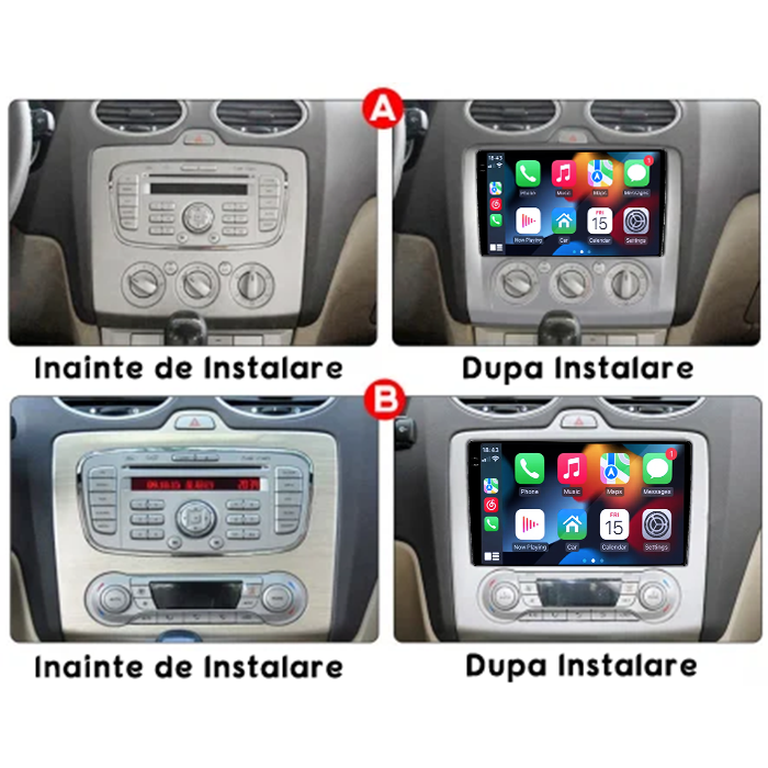 Navigatie dedicata Focus 2004-2011 Clima Automata, Neagra, 12GB RAM 256GB ROM, Android 13, Rezolutie 2K, Display QLED 9", DSP, Carplay&Android Auto, SIM 4G, Ventilator Activ, Suport Camere 360 [5]