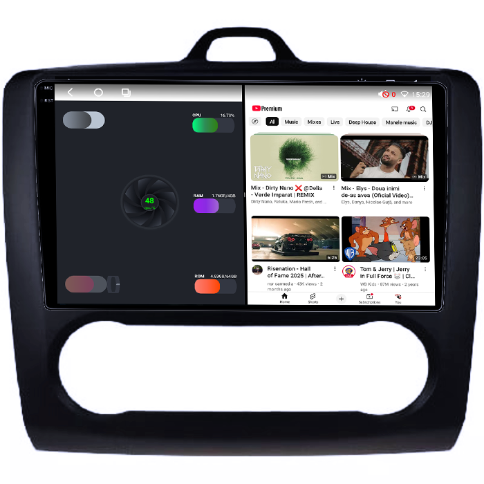 Navigatie dedicata Focus 2004-2011 Clima Automata, Neagra, 4GB RAM 64GB ROM, Octacore, Android 14, Display QLED 1K 9", Carplay&Android Auto, SIM 4G, Ventilator Activ [3]