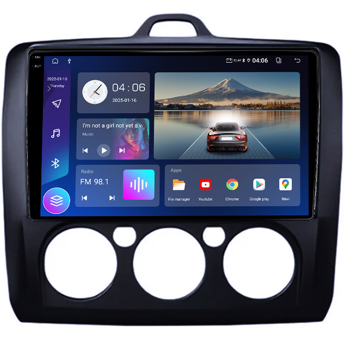 Navigatie dedicata Focus 2004-2011 Clima Manuala, Neagra, 4GB RAM 64GB ROM, Quadcore, Android 14, Display QLED 1K 9", DSP, Carplay&Android Auto, Suport camere AHD [3]