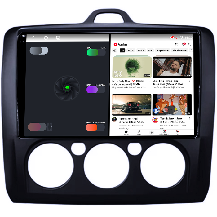 Navigatie dedicata Focus 2004-2011 Clima Manuala, Neagra, 4GB RAM 64GB ROM, Procesor Qualcomm Octacore, Android 14, Rezolutie 2K, Display QLED 9", DSP, Carplay&Android Auto, SIM 4G [3]