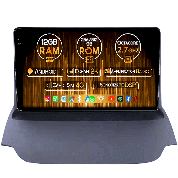 Navigatie dedicata Ford Ecosport 2013-2016, 12GB RAM 256GB ROM, Android 13, Rezolutie 2K, Display QLED, 9", DSP, Carplay, Android Auto, Internet, Youtube, Waze, Wi Fi, USB [1]