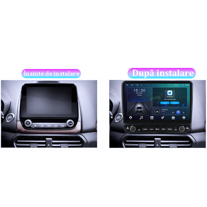 Navigatie dedicata Ford Ecosport 2014-2018 Tesla cu butoane rotative model 2024, 4GB RAM 64GB ROM, Procesor Quadcore, Android 14, Display QLED 10", DSP, Carplay&Android Auto [2]