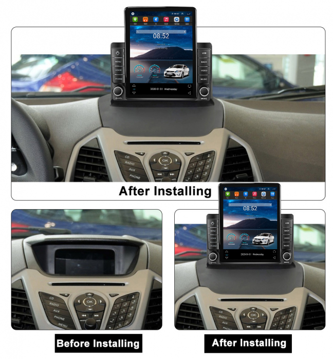 Navigatie dedicata Ford Ecosport 2013-2016 ,Tesla Style, ANDROID 13,Carplay&Android Auto, 10 inch , 8+128GB, Internet, Aplicatii, Waze, Gps [3]