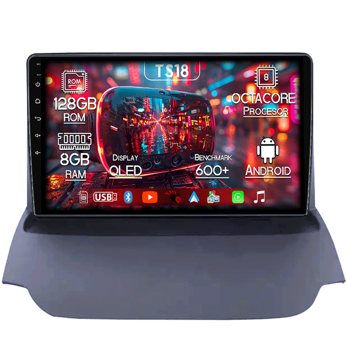 Navigatie dedicata Ford Ecosport 2013-2017, 8GB RAM 128GB ROM, Octacore, Platforma TS18, Android 13, Display QLED 9”, Suporta camera 360º, DSP, Carplay&Android Auto, SIM 4G, Ventilator Activ [1]
