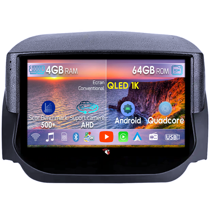 Navigatie dedicata Ford Fiesta 2018+, 4GB RAM 64GB ROM, Octacore, Android 14, Display QLED 1K 9", Carplay&Android Auto, SIM 4G, Ventilator Activ [1]