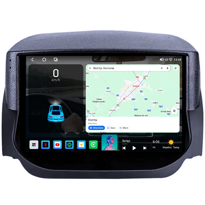 Navigatie dedicata Ford Fiesta 2018+, 4GB RAM 64GB ROM, Octacore, Android 14, Display QLED 1K 9", Carplay&Android Auto, SIM 4G, Ventilator Activ [2]