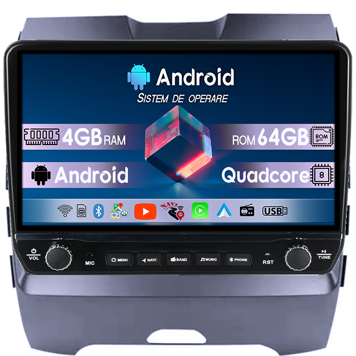 Navigatie dedicata Ford Edge 2015-2018 Tesla cu butoane rotative model 2024, 4GB RAM 64GB ROM, Procesor Quadcore, Android 14, Display QLED 10", DSP, Carplay&Android Auto [1]