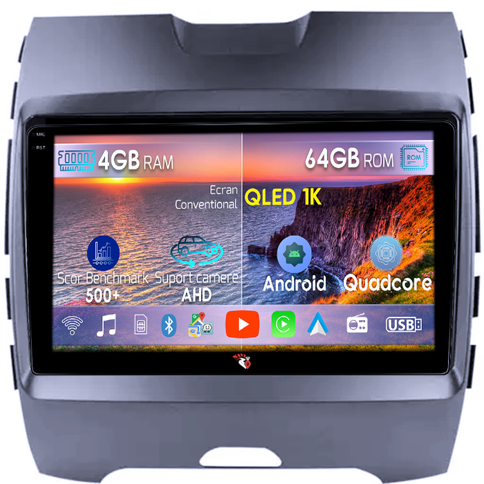 Navigatie dedicata Ford Edge 2015-2018, 4GB RAM 64GB ROM, Octacore, Android 14, Display QLED 1K 9", Carplay&Android Auto, SIM 4G, Ventilator Activ [1]