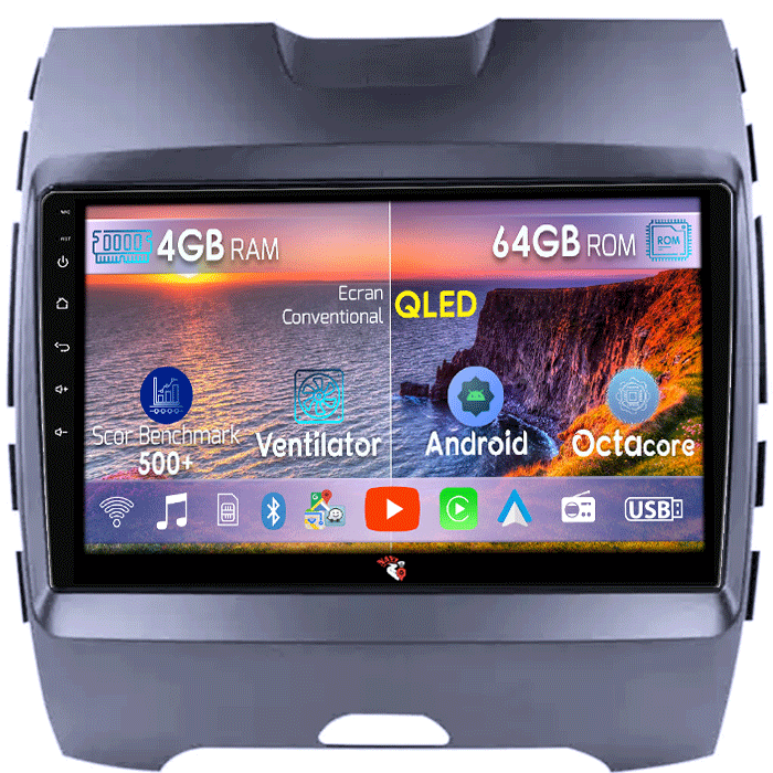 Navigatie dedicata Ford Edge 2015-2018, 4GB RAM 64GB ROM, Octacore, Android 13, Display QLED 9", DSP, Carplay, Android Auto, Internet, Youtube, Waze, WIFI, Bluetooth [1]