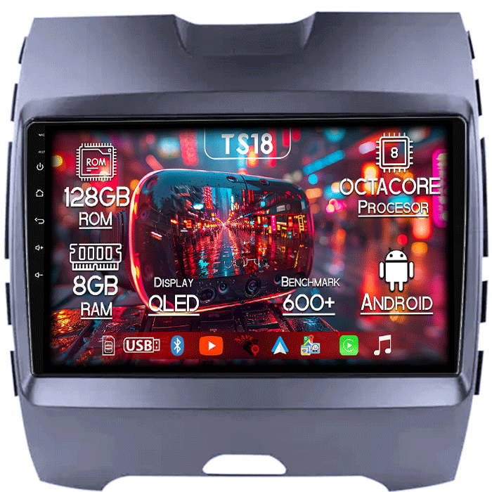 Navigatie dedicata Ford Edge 2015-2018, 8GB RAM 128GB ROM, Octacore, Platforma TS18, Android 13, Display QLED 9”, Suporta camera 360º, DSP, Carplay&Android Auto, SIM 4G, Ventilator Activ [1]