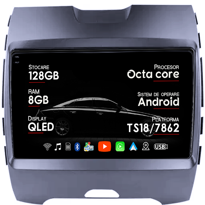 Navigatie dedicata Ford Edge 2015-2018, 8GB RAM 128GB ROM, Octacore, Platforma TS18, Android 14, Display QLED 9", Suporta camera 360", DSP, Carplay&Android Auto, SIM 4G, Ventilator Activ [1]