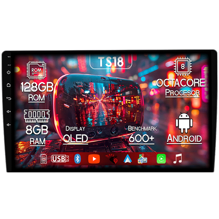 Navigatie dedicata Ford Escape 2000-2007, 8GB RAM 128GB ROM, Octacore, Platforma TS18, Android 13, Display QLED 9”, Suporta camera 360º, DSP, Carplay&Android Auto, SIM 4G, Ventilator Activ [1]