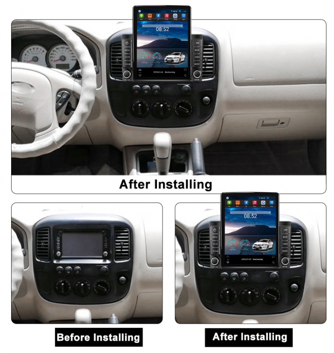 Navigatie dedicata Ford Escape 2000-2007 ,Tesla Style, ANDROID 13,Carplay&Android Auto, 10 inch , 8+128GB, Internet, Aplicatii, Waze, Gps [4]