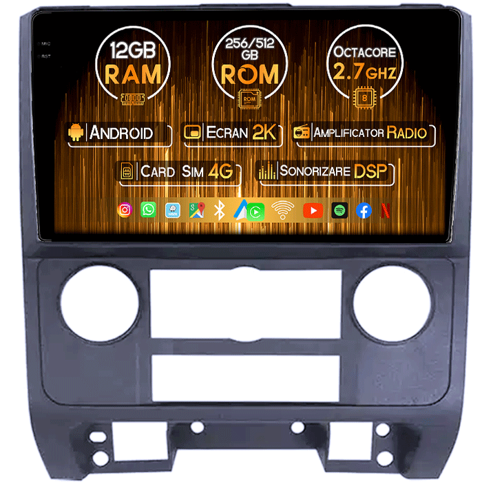 Navigatie dedicata Ford Escape 2007-2012, 12GB RAM 256GB ROM, Android 13, Rezolutie 2K, Display QLED, 9", DSP, Carplay, Android Auto, Internet, Youtube, Waze, Wi Fi, USB [1]