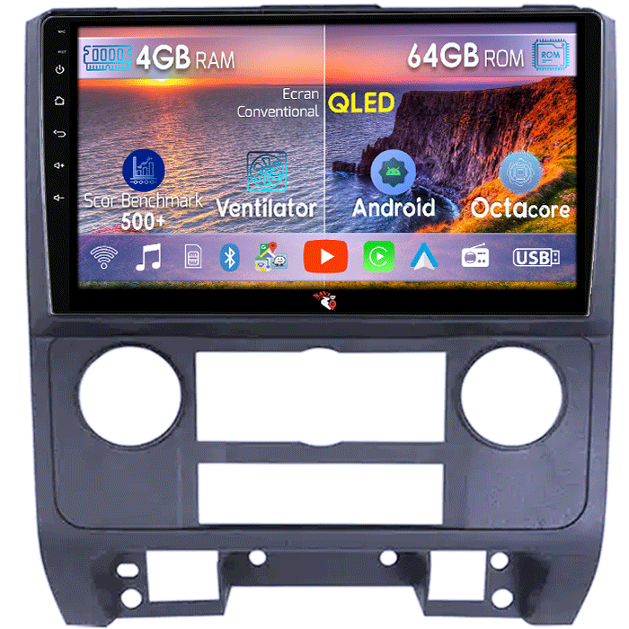 Navigatie dedicata Ford Escape 2007-2012, 4GB RAM 64GB ROM, Octacore, Android 13, Display QLED 9", DSP, Carplay, Android Auto, Internet, Youtube, Waze, WIFI, Bluetooth [1]