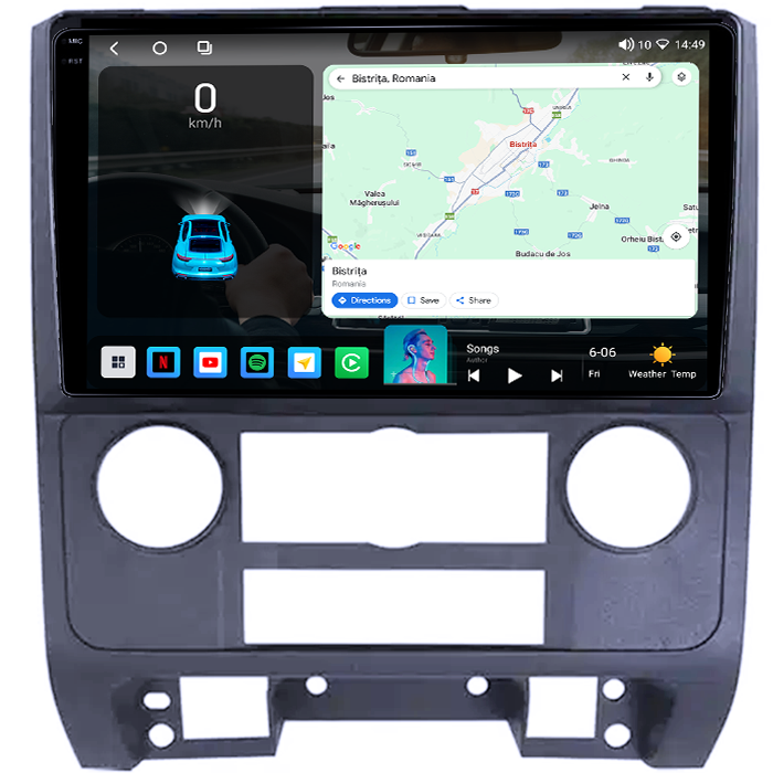 Navigatie dedicata Ford Escape 2007-2012, 4GB RAM 64GB ROM, Octacore, Android 14, Display QLED 1K 9", Carplay&Android Auto, SIM 4G, Ventilator Activ [2]
