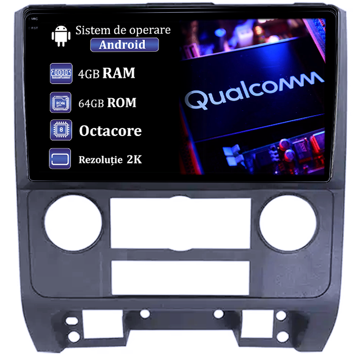Navigatie dedicata Ford Escape 2007-2012, 4GB RAM 64GB ROM, Procesor Qualcomm Octacore, Android 14, Rezolutie 2K, Display QLED 9", DSP, Carplay&Android Auto, SIM 4G [1]