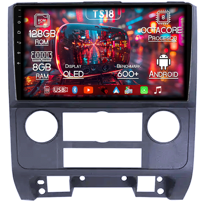 Navigatie dedicata Ford Escape 2007-2012, 8GB RAM 128GB ROM, Octacore, Platforma TS18, Android 13, Display QLED 9”, Suporta camera 360º, DSP, Carplay&Android Auto, SIM 4G, Ventilator Activ [1]