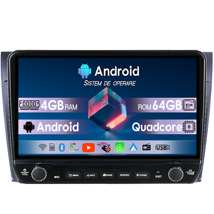 Navigatie dedicata Ford Fiesta Mk5 2002-2008 Tesla cu butoane rotative model 2024, 4GB RAM 64GB ROM, Procesor Quadcore, Android 14, Display QLED 10", DSP, Carplay&Android Auto [1]