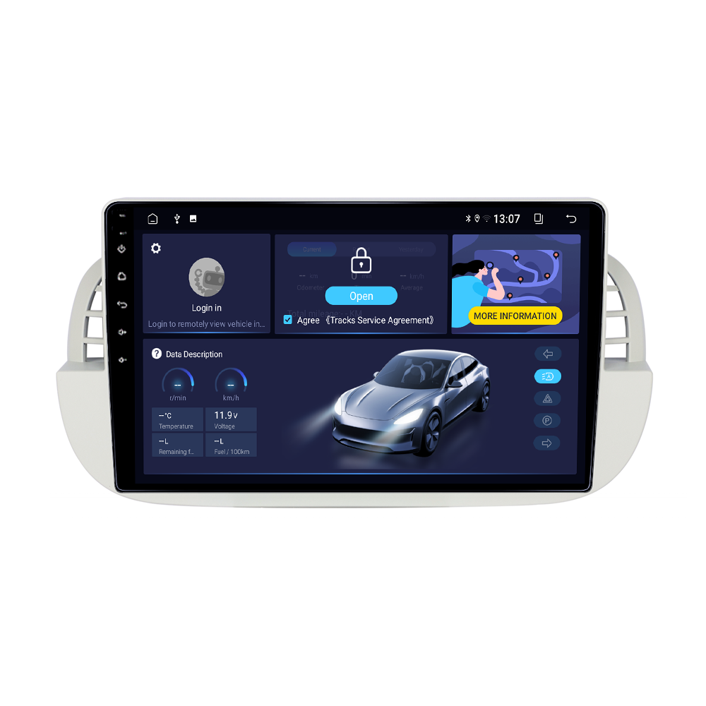 Navigatie dedicata Fiat 500 2007-2015 Beige, 4GB RAM 32GB ROM, Octacore, Android 14, Display QLED  9", DSP, Carplay&Android Auto, SIM 4G, Bluetooth, Ventilator Activ [4]