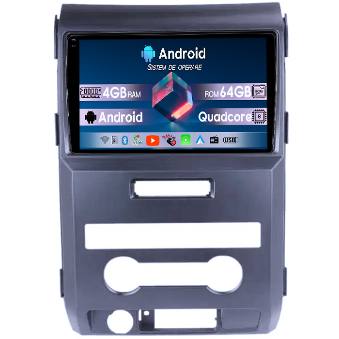 Navigatie dedicata Ford F150 2008-2014, 4GB RAM 64GB ROM, Quadcore, Android 14, Display QLED 1K 9", DSP, Carplay&Android Auto, Suport camere AHD [1]