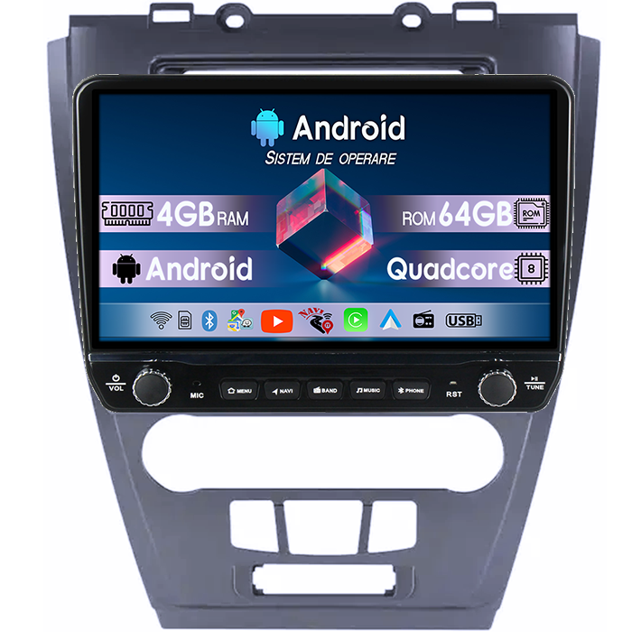 Navigatie dedicata Ford Fusion 2004-2011 Tesla cu butoane rotative model 2024, 4GB RAM 64GB ROM, Procesor Quadcore, Android 14, Display QLED 10", DSP, Carplay&Android Auto [1]