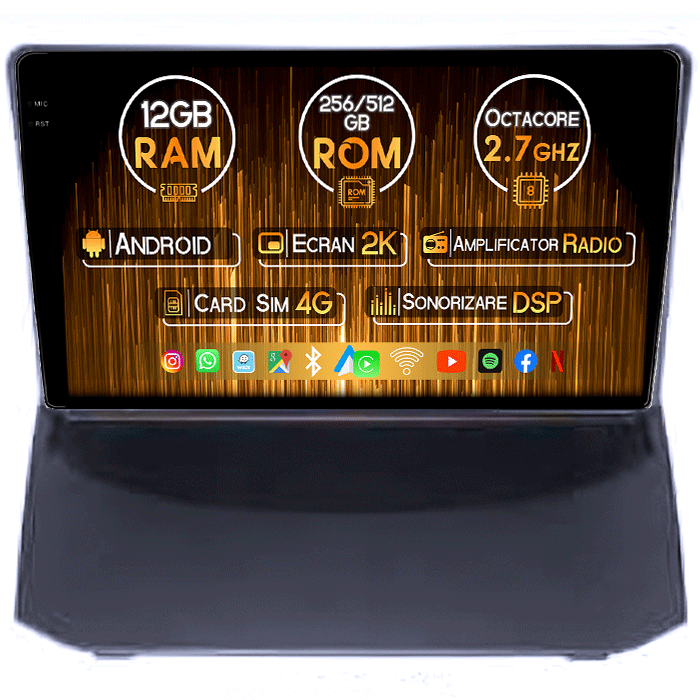 Navigatie dedicata Ford Fiesta 2004-2014, 12GB RAM 256GB ROM, Android 13, Rezolutie 2K, Display QLED, 9", DSP, Carplay, Android Auto, Internet, Youtube, Waze, Wi Fi, USB [1]