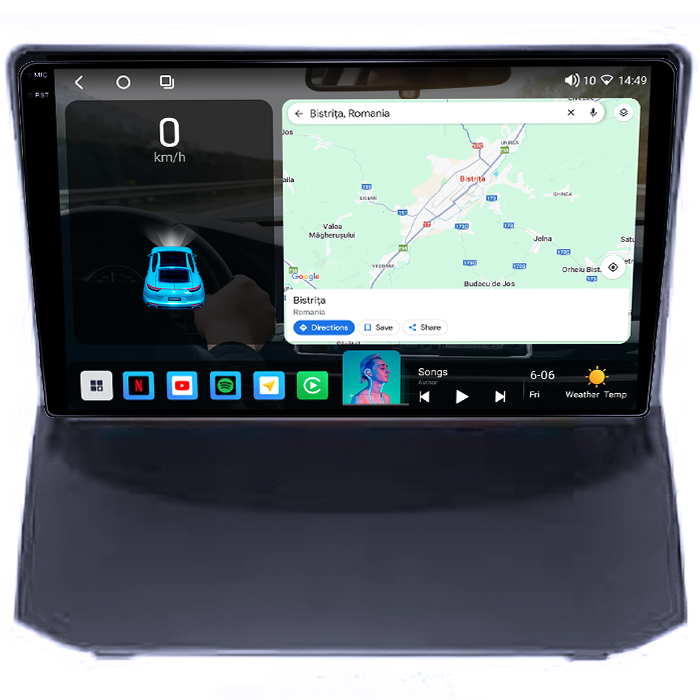 Navigatie dedicata Ford Fiesta 2004-2014, 4GB RAM 64GB ROM, Octacore, Android 14, Display QLED 1K 9", Carplay&Android Auto, SIM 4G, Ventilator Activ [2]