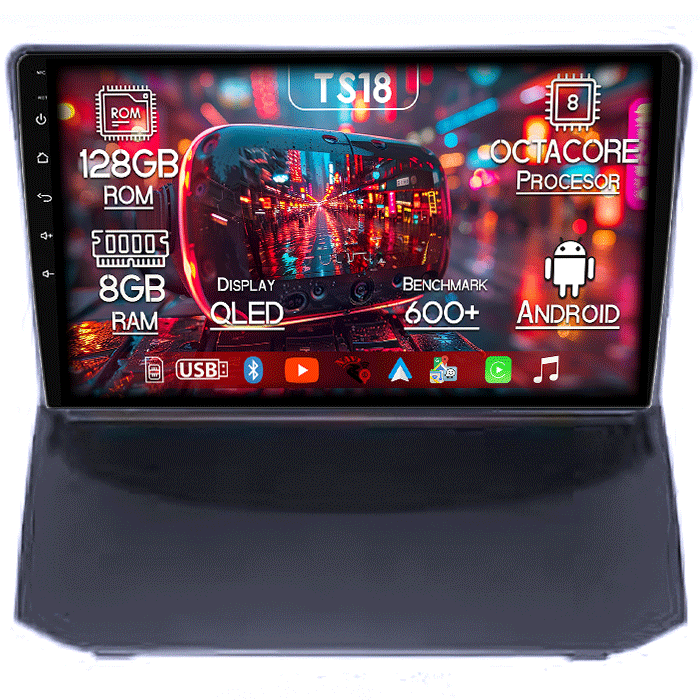 Navigatie dedicata Ford Fiesta 2004-2014, 8GB RAM 128GB ROM, Octacore, Platforma TS18, Android 13, Display QLED 9”, Suporta camera 360º, DSP, Carplay&Android Auto, SIM 4G, Ventilator Activ [1]