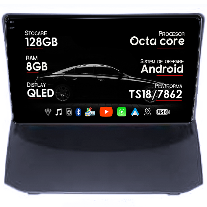 Navigatie dedicata Ford Fiesta 2004-2014, 8GB RAM 128GB ROM, Octacore, Platforma TS18, Android 14, Display QLED 9", Suporta camera 360", DSP, Carplay&Android Auto, SIM 4G, Ventilator Activ [1]