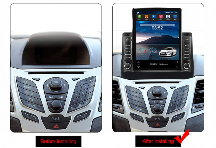 Navigatie dedicata Ford Fiesta 2008-2017 ,Tesla Style, ANDROID 13,Carplay&Android Auto, 10 inch , 8+128GB, Internet, Aplicatii, Waze, Gps [3]