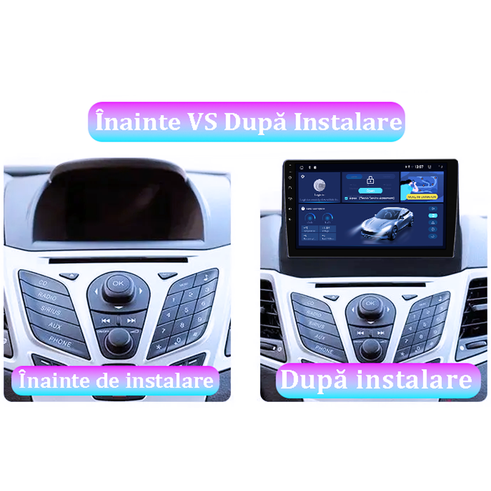 Navigatie dedicata Ford Fiesta 2008-2019, 4GB RAM 64GB ROM, Octacore, Android 14, Display QLED 9", DSP, Carplay&Android Auto, SIM 4G, Ventilator Activ [4]