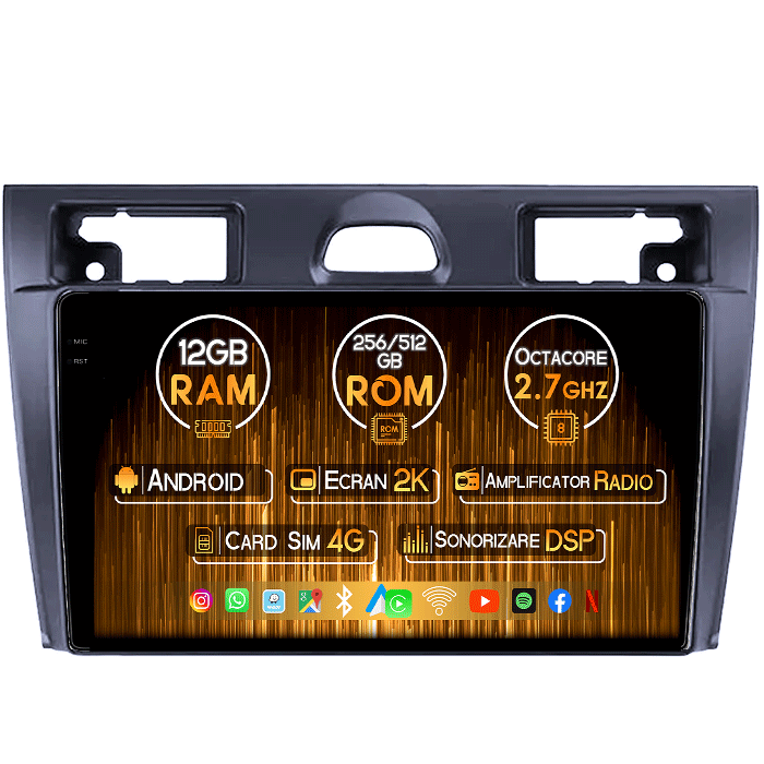 Navigatie dedicata Ford Fiesta Mk5 2002-2008, 12GB RAM 256GB ROM, Android 13, Rezolutie 2K, Display QLED, 9", DSP, Carplay, Android Auto, Internet, Youtube, Waze, Wi Fi, USB [1]